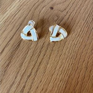 Elegant White and Gold Clip-on Earrings
